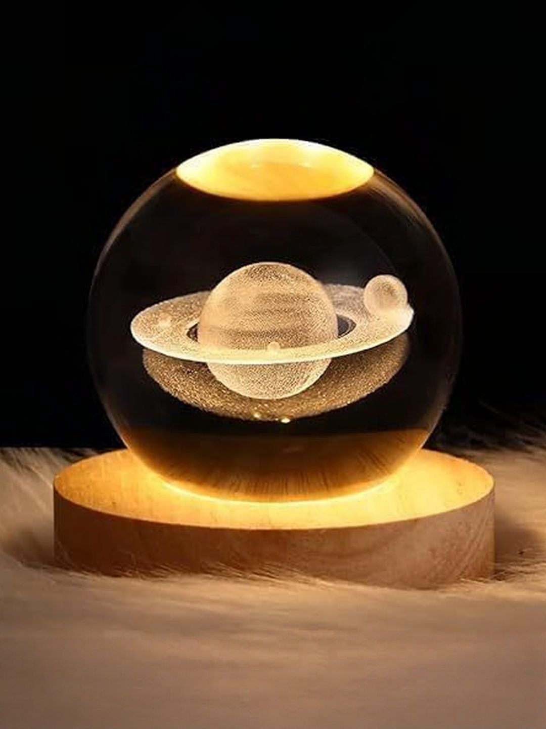 EarthCraft Crystal Ball Saturn Planet Lamp White Glass Spherical Table Lamp-picture-55