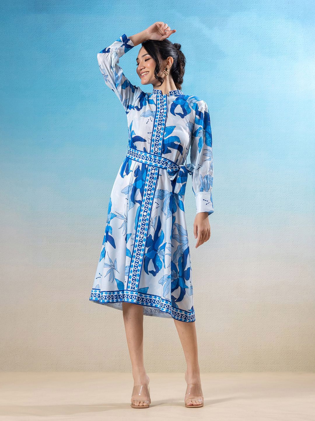 Amarasha Floral Print A-Line Midi Dress-picture-32