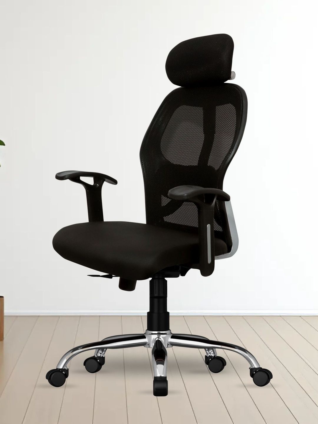 FUGO Black Ergonomic Adjustable Height Office Arm Chair
