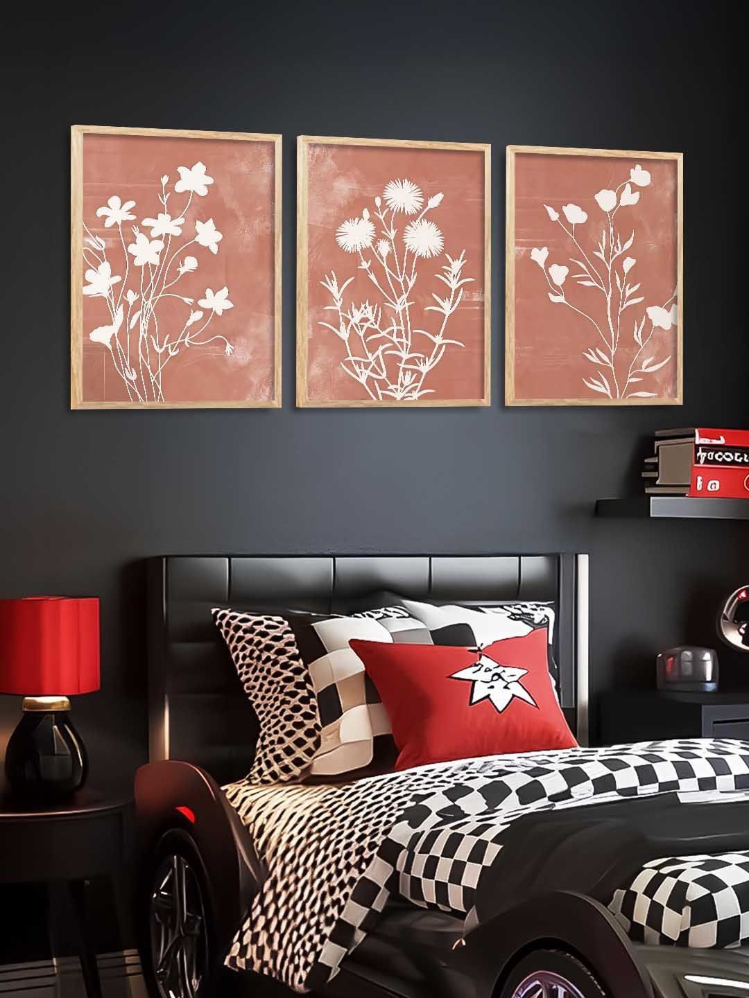 Kotart Pink & White 3 Pieces Botanical Art Wooden Rectangle Wall Arts-picture-17