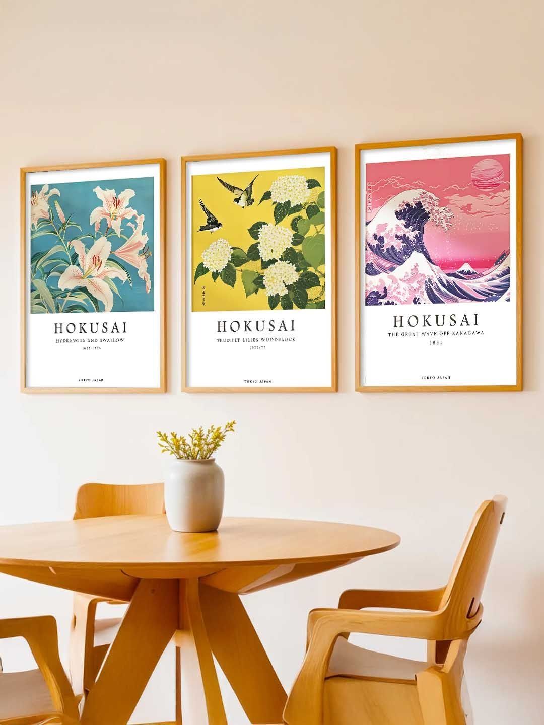 Kotart White & Pink 3 Pieces Japanese Art Wooden Rectangle Wall Arts-picture-14