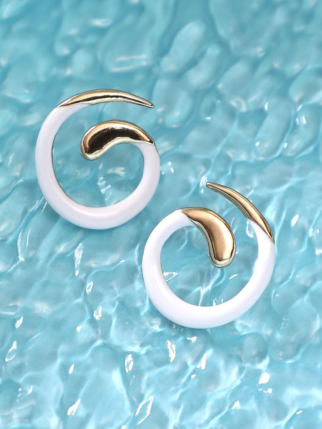 SOHI Gold-Plated Enamel-Spirale Shaped Studs Earrings-image-16