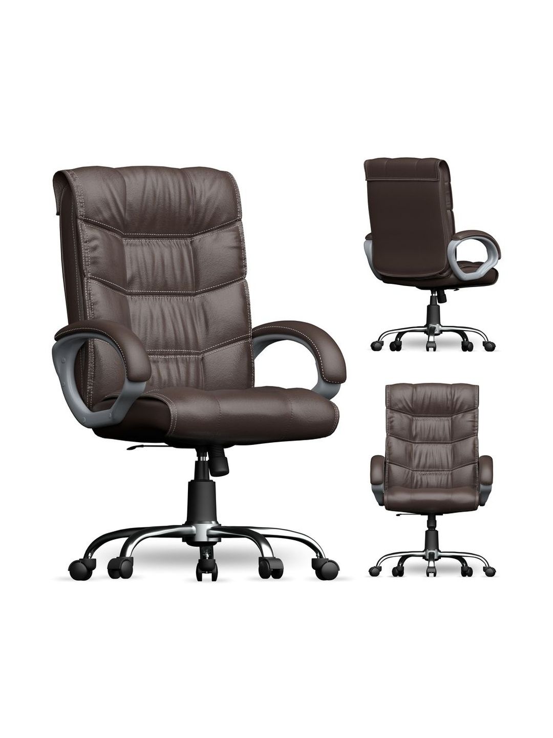 FUGO Brown High Back Study Arm Chair Office Chair-picture-42