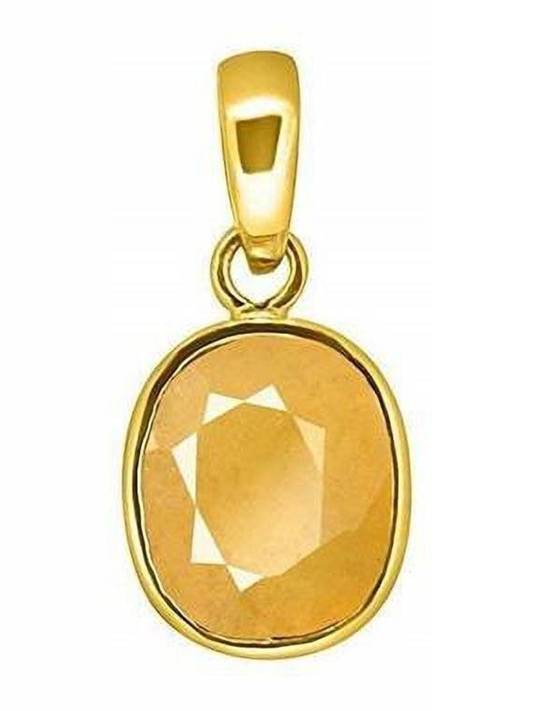 RAVIOUR LIFESTYLE Unisex Sapphire Pukhraj Gemstone Oval Pendant-picture-10