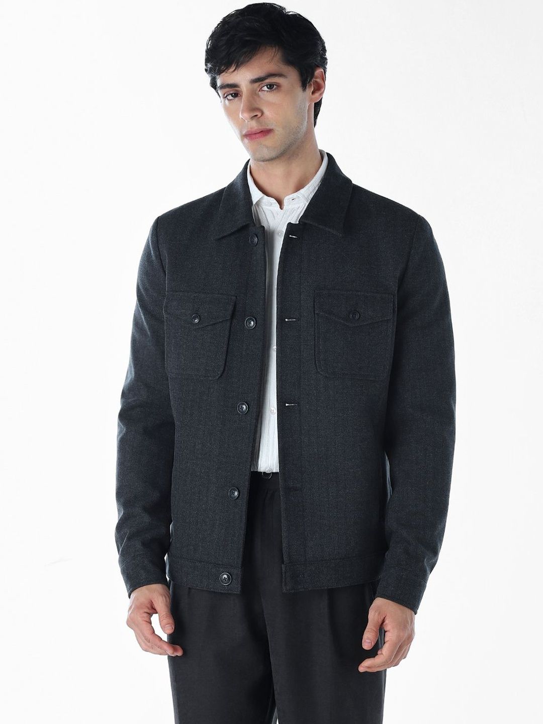 Jack & Jones Men Spread Collar Solid Tailored Jacket-picture-10