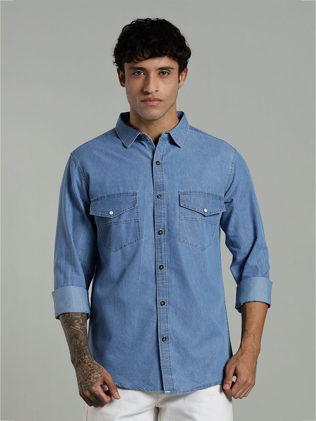 7TH LEGION Men Smart Fit Solid Spread Collar Casual Shirt-image-42