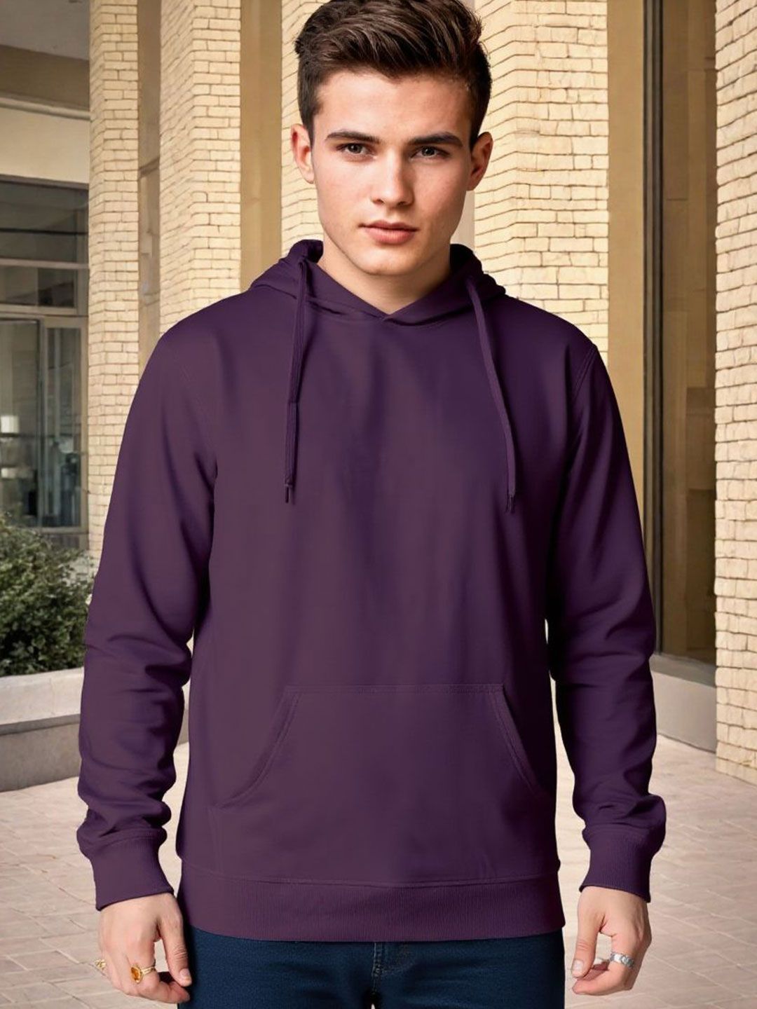 PRINTCULTR Men Solid Pullover Long Sleeves Hooded Sweatshirt-picture-45