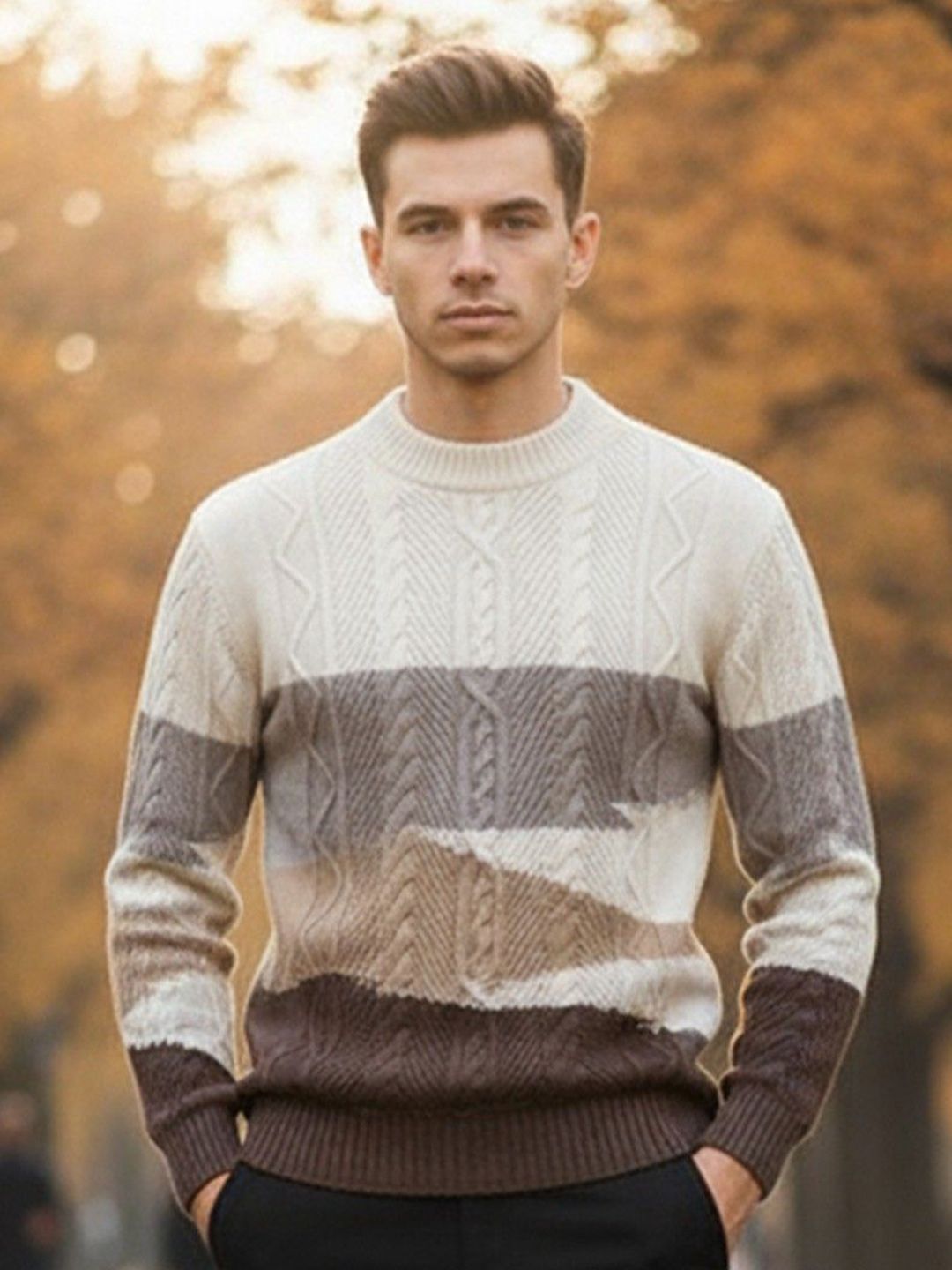 Mast & Harbour Men Colourblocked Mock Neck Full Sleeve Pullover-picture-20