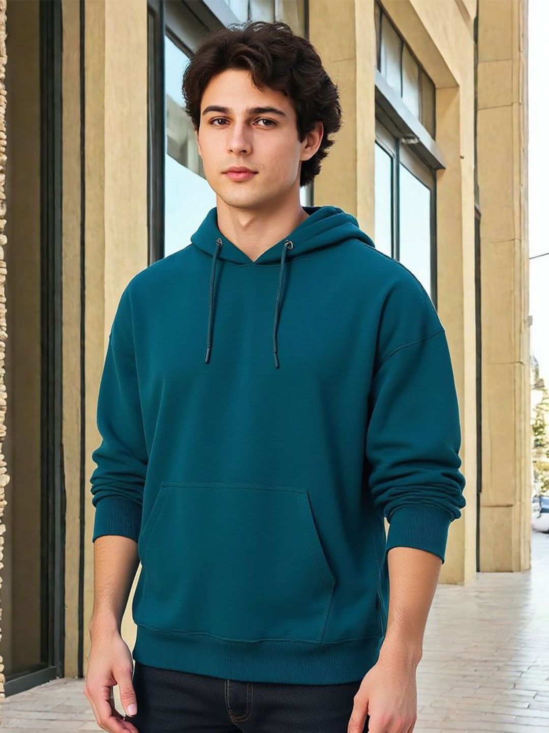 PRINTCULTR Men Ribbed Hemline Hoodie Sweatshirt-picture-52