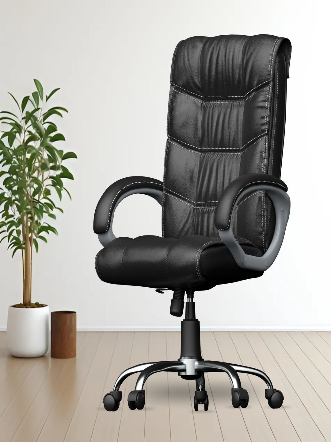 FUGO Black Adjustable Seat Height Cushion Foam Study Arm Chair-picture-32