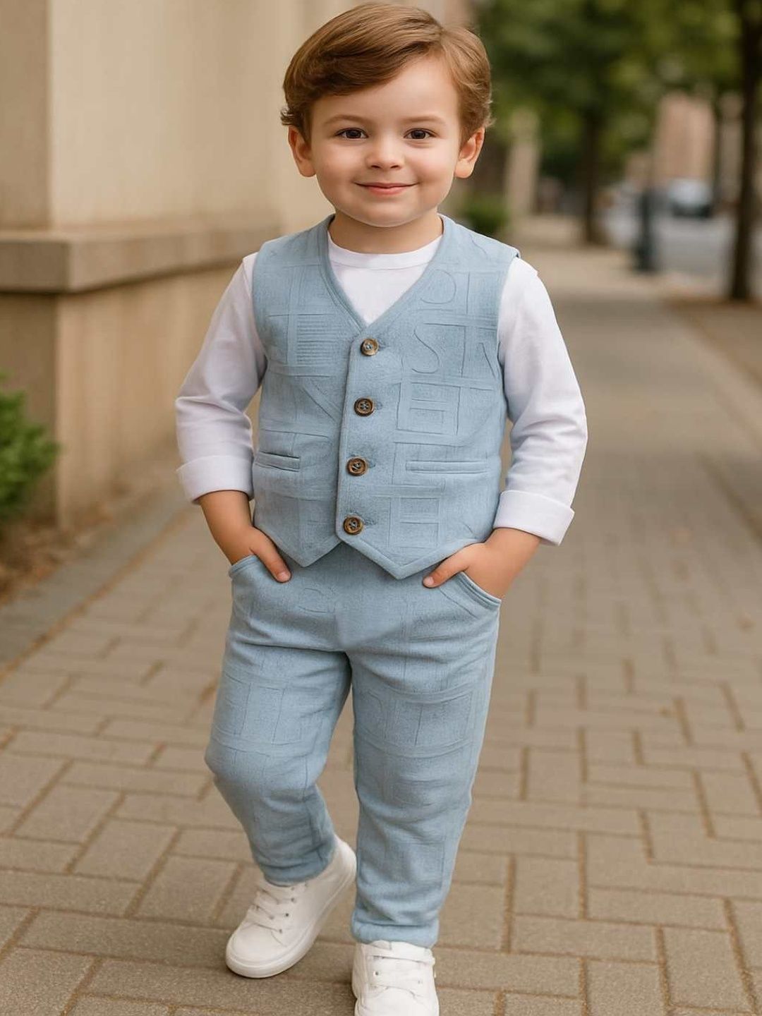 RAMIAAZ Boys T-shirt with Trousers & Waistcoat