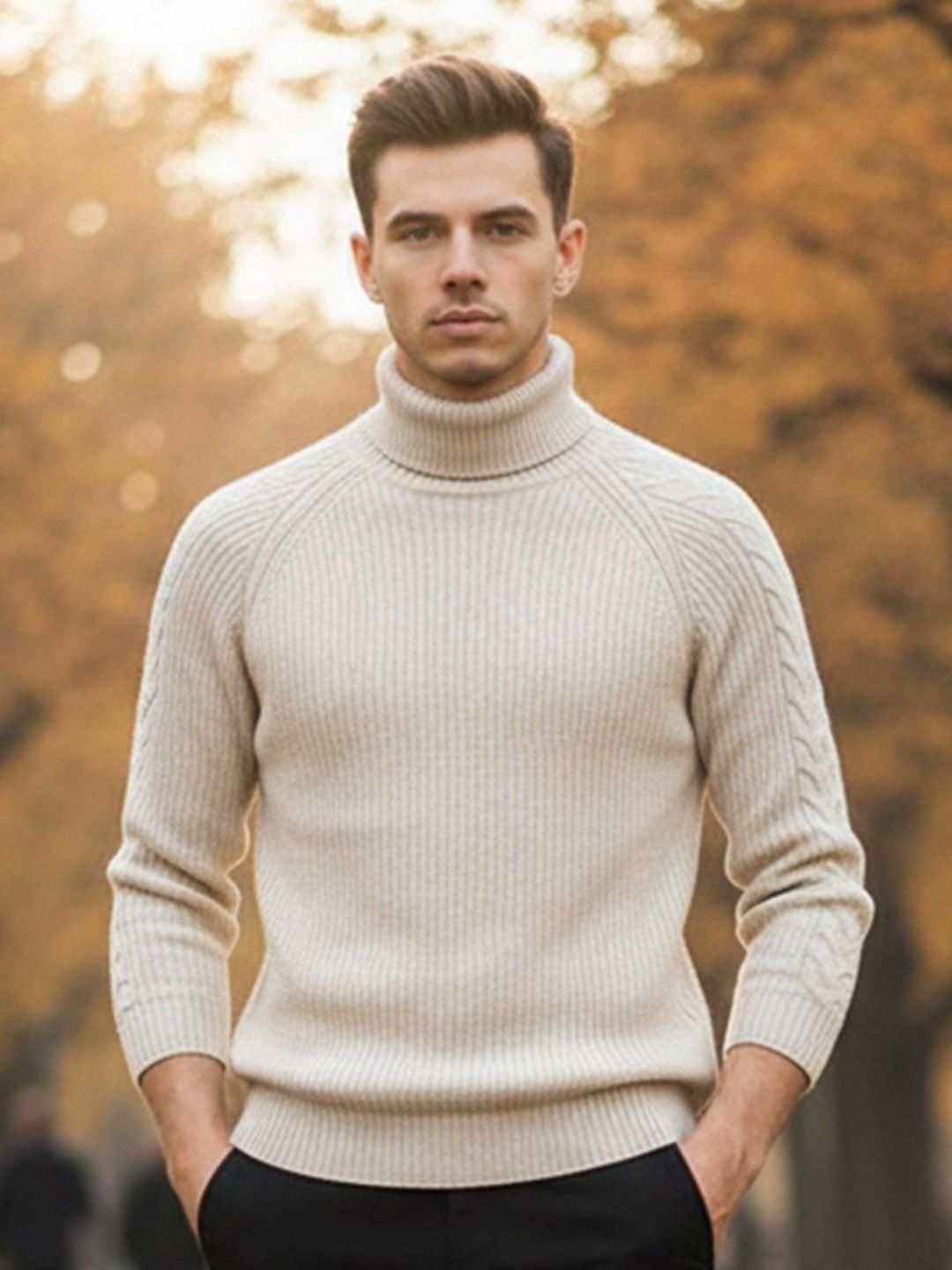 Mast & Harbour Men Ribbed High Neck Pullover
