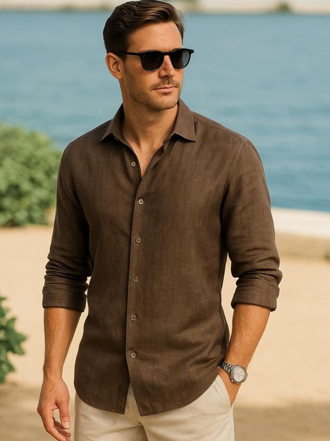 encore by INVICTUS Men Original Fit Solid Spread Collar Cotton Casual Shirt-picture-24