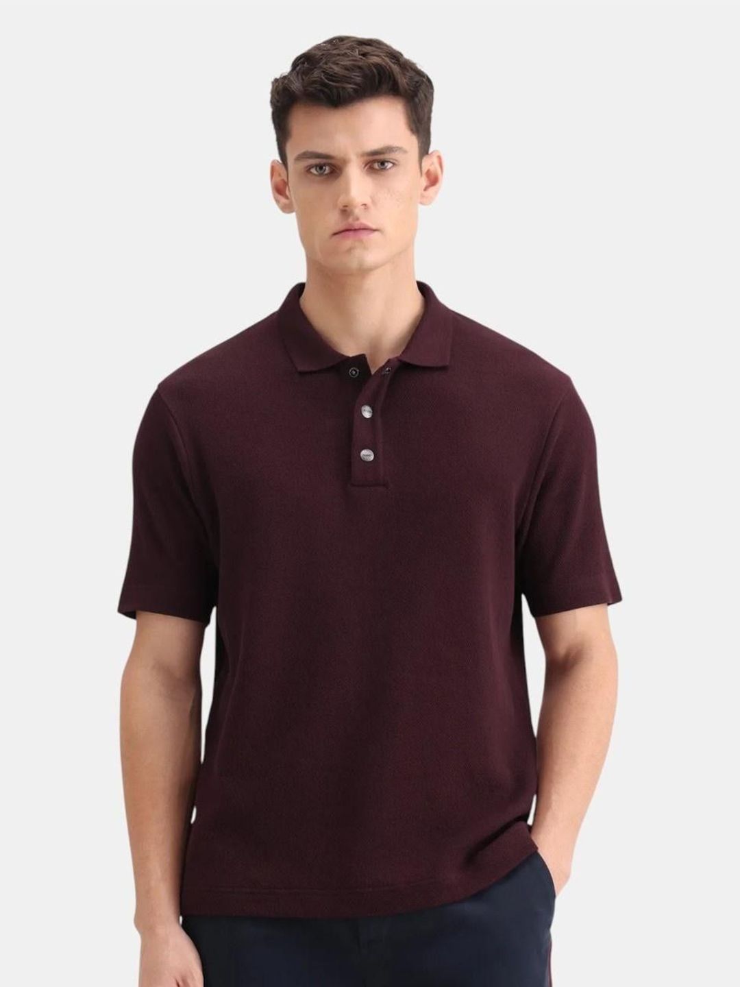 RARE RABBIT Men Plain Spread Collar Half Sleeve Cotton Regular Fit Polo T-Shirt-picture-12