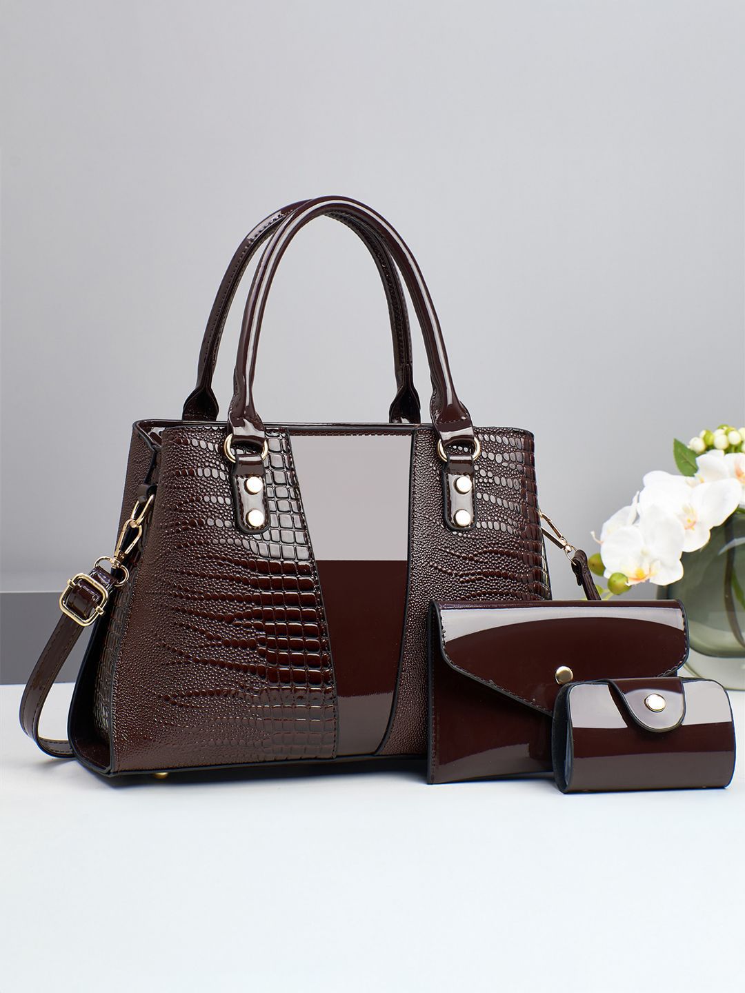 StyleCast Textured Structured Handheld Bag With Detachable Sling Strap-picture-34