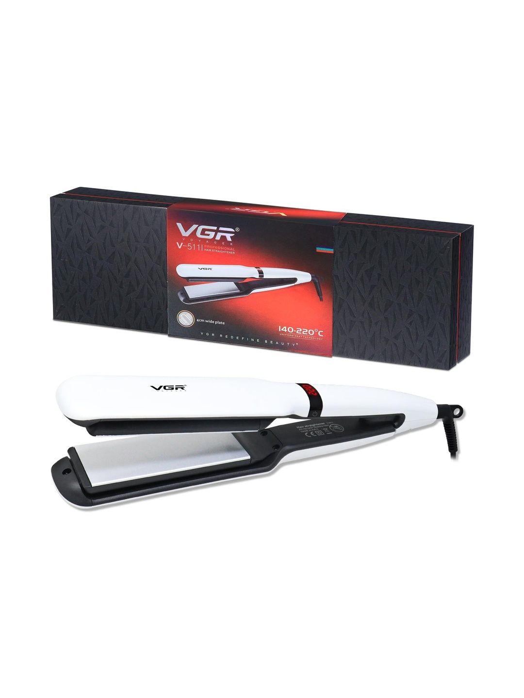 VGR V-511 Professional Hair Straightener Slim Ceramic Plate - White-image-27