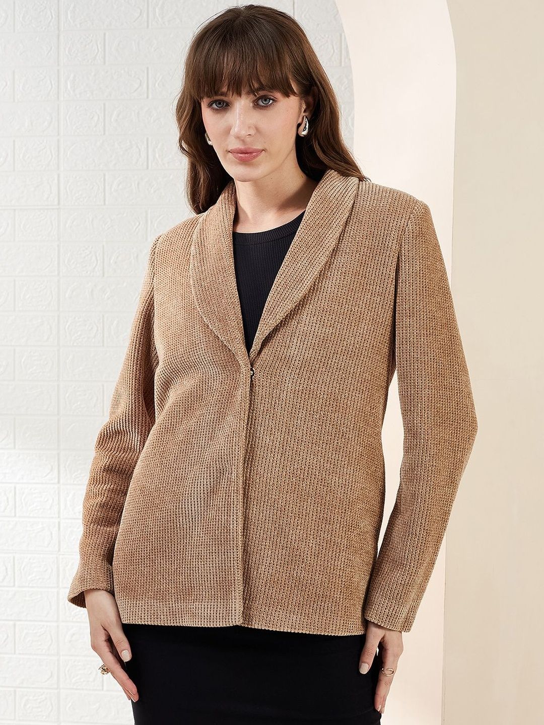 Latin Quarters Self Design Shawl Collar Blazers-picture-21