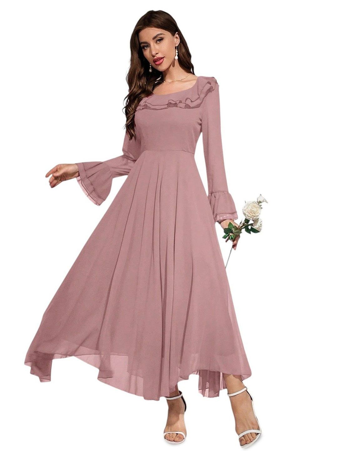 4WRD by Dressberry Bell Sleeve Ruffled A-Line Maxi Dress-picture-24