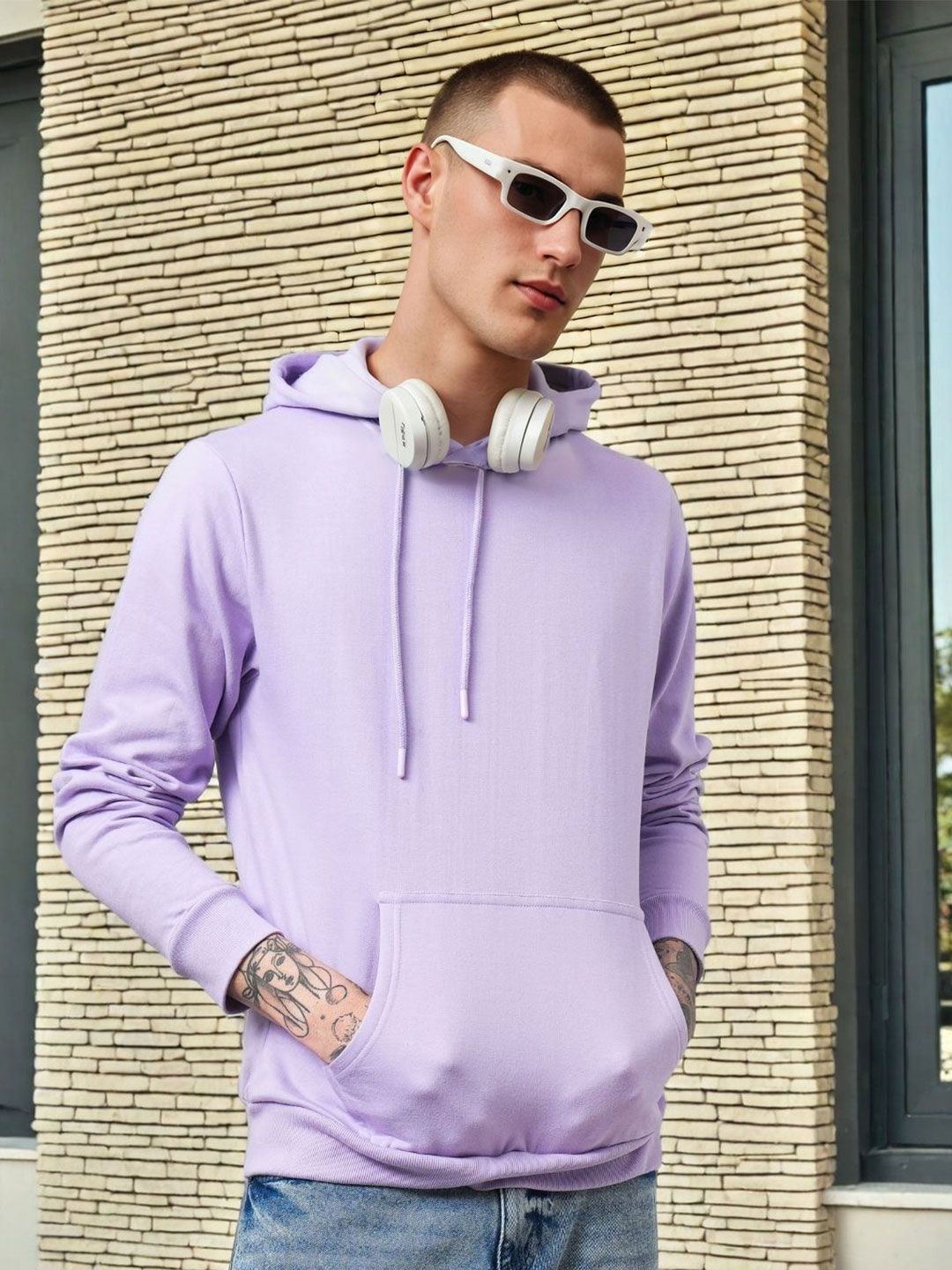 PRINTCULTR Men Solid Hooded Long Sleeve Pullover Sweatshirt-picture-51