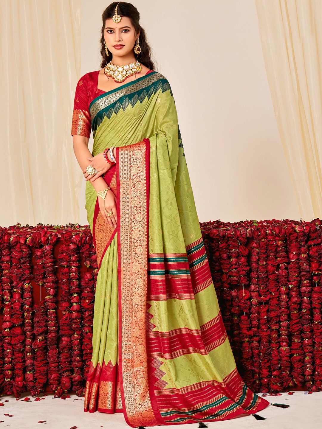 TIRA Woven Design Zari Silk Blend Handloom Fashion Saree-picture-1
