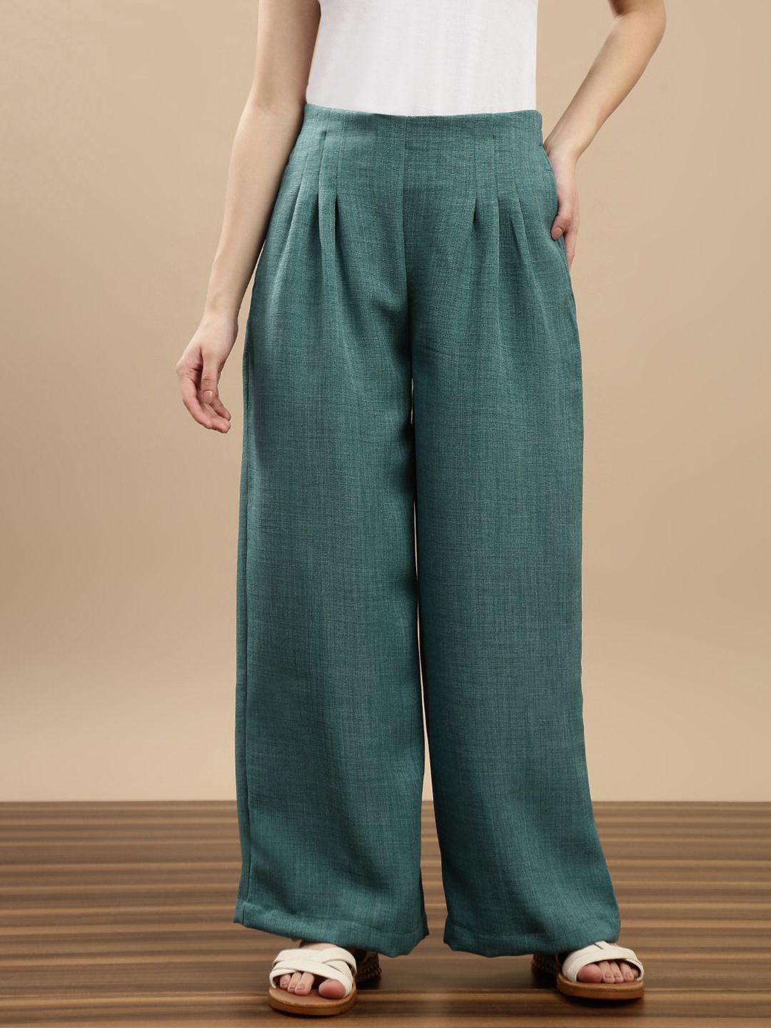 De Moza Women Wide Leg High-Rise Palazzos-picture-8