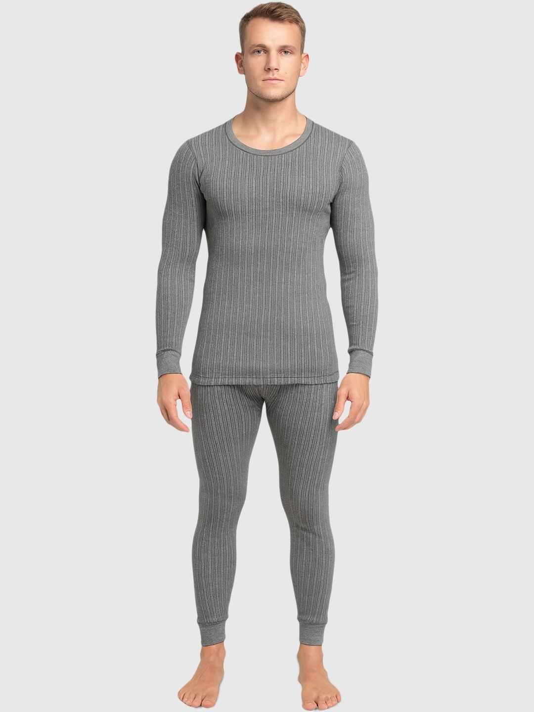 Lux Cozi Striped Round Neck Long Sleeves Cotton Thermal Set-image-23
