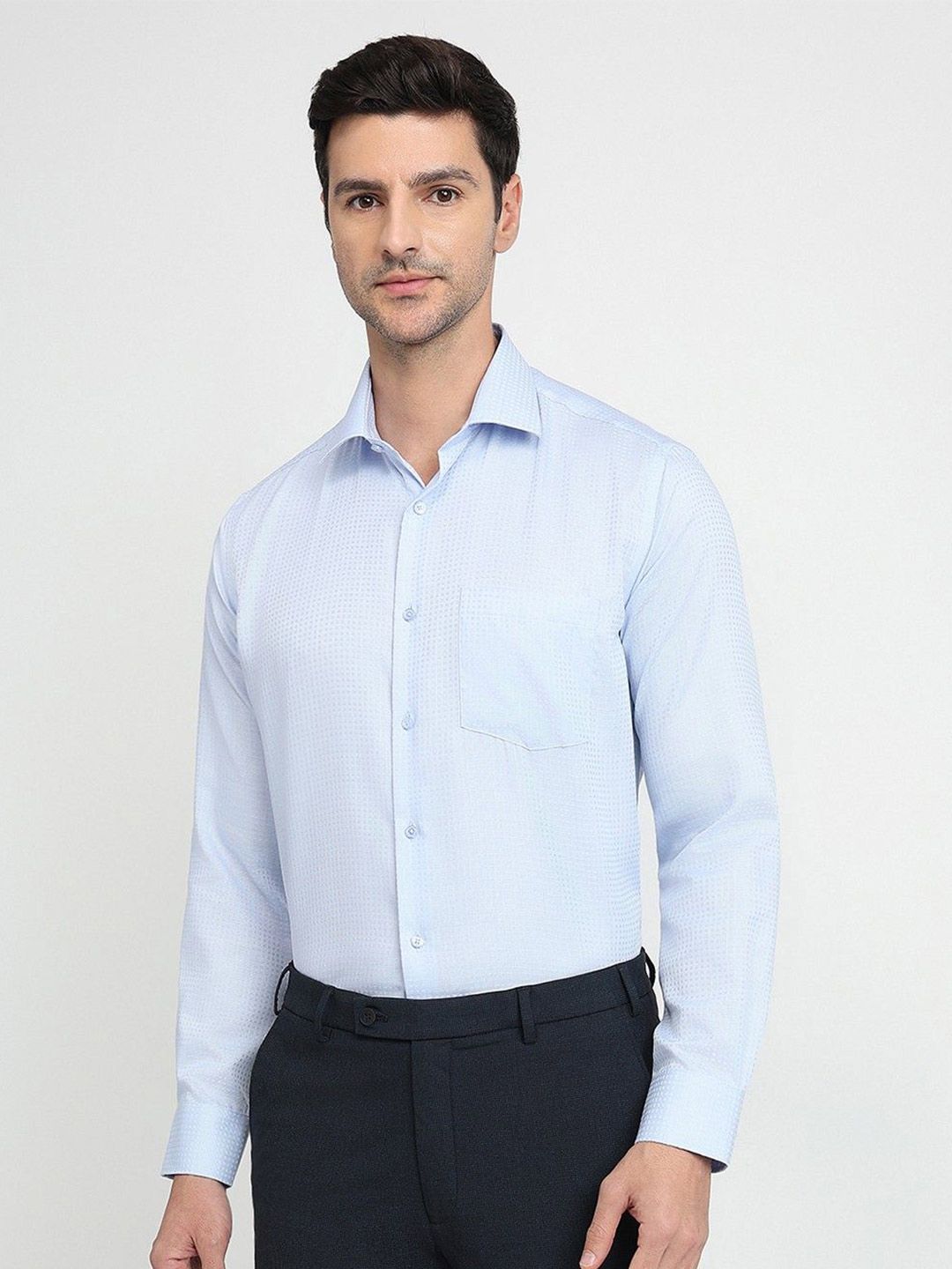 Park Avenue Regular Fit Micro Checked Long Sleeves Cotton Formal Shirt-picture-38