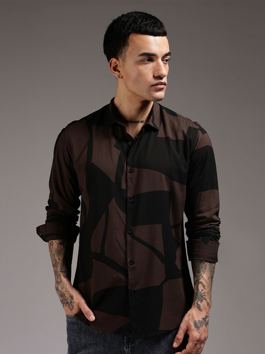 HERE&NOW Men Slim Fit Printed Casual Shirt-picture-47