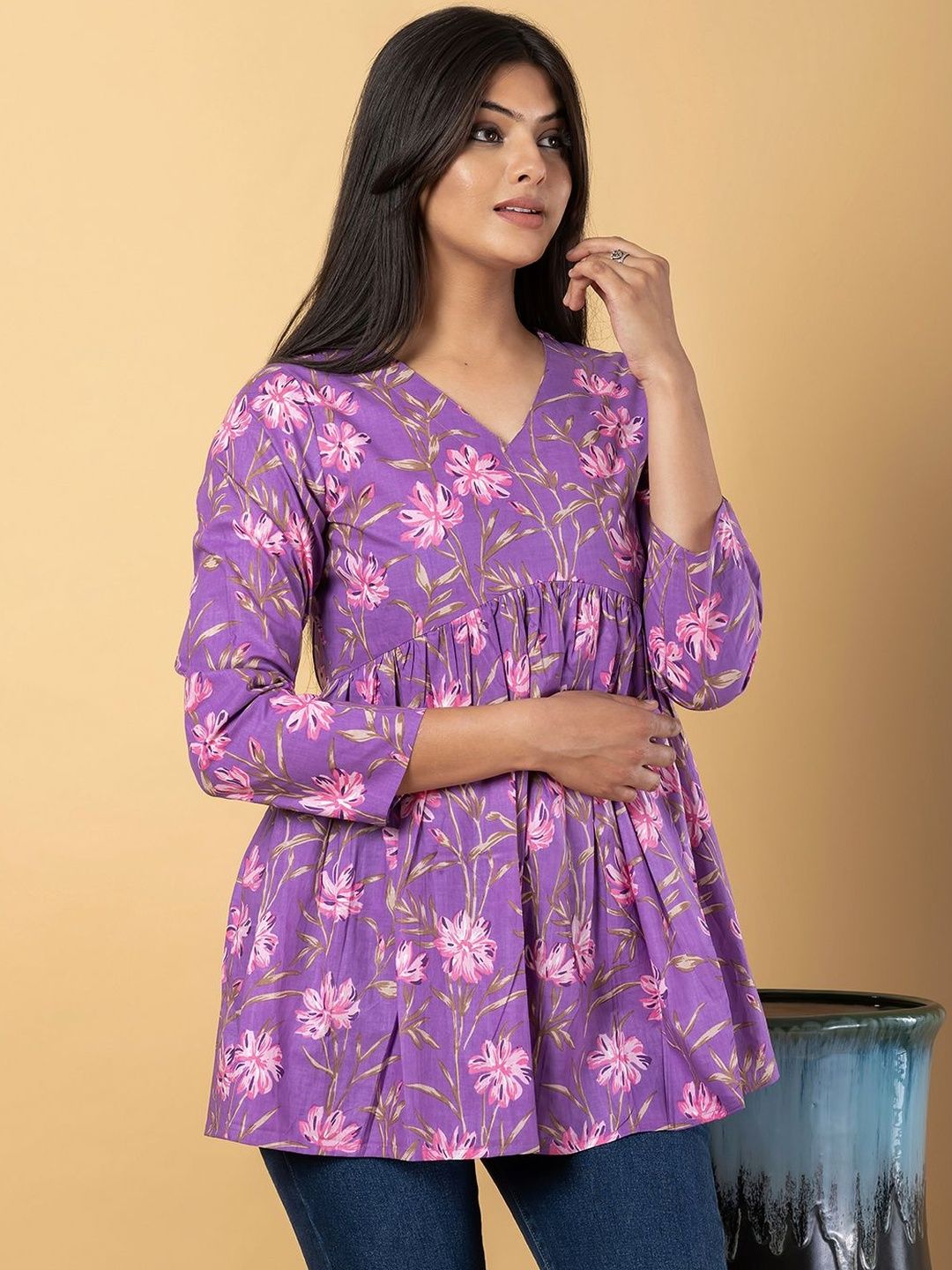 KALINI Floral Print Cotton Top-picture-25