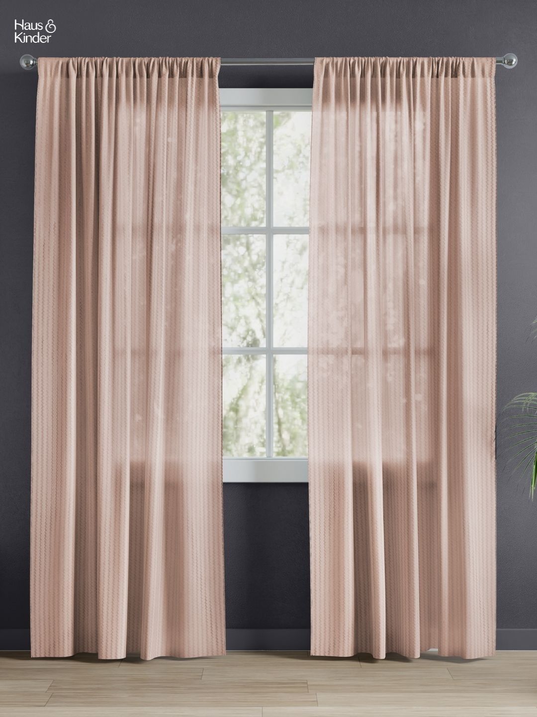 haus & kinder Signature Desert Blush Pink Pack of 2 Jacquard Sheer Door Curtains-image-5
