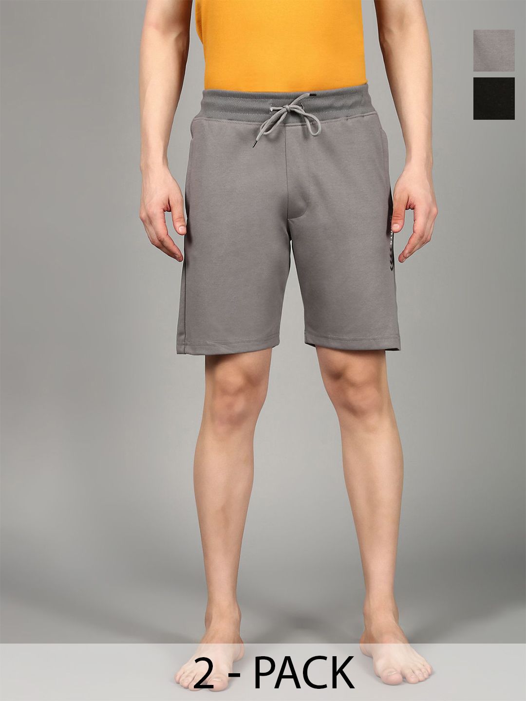 The Roadster Lifestyle Co Men Pack Of 2 Regular Fit Mid-Rise Lounge Shorts