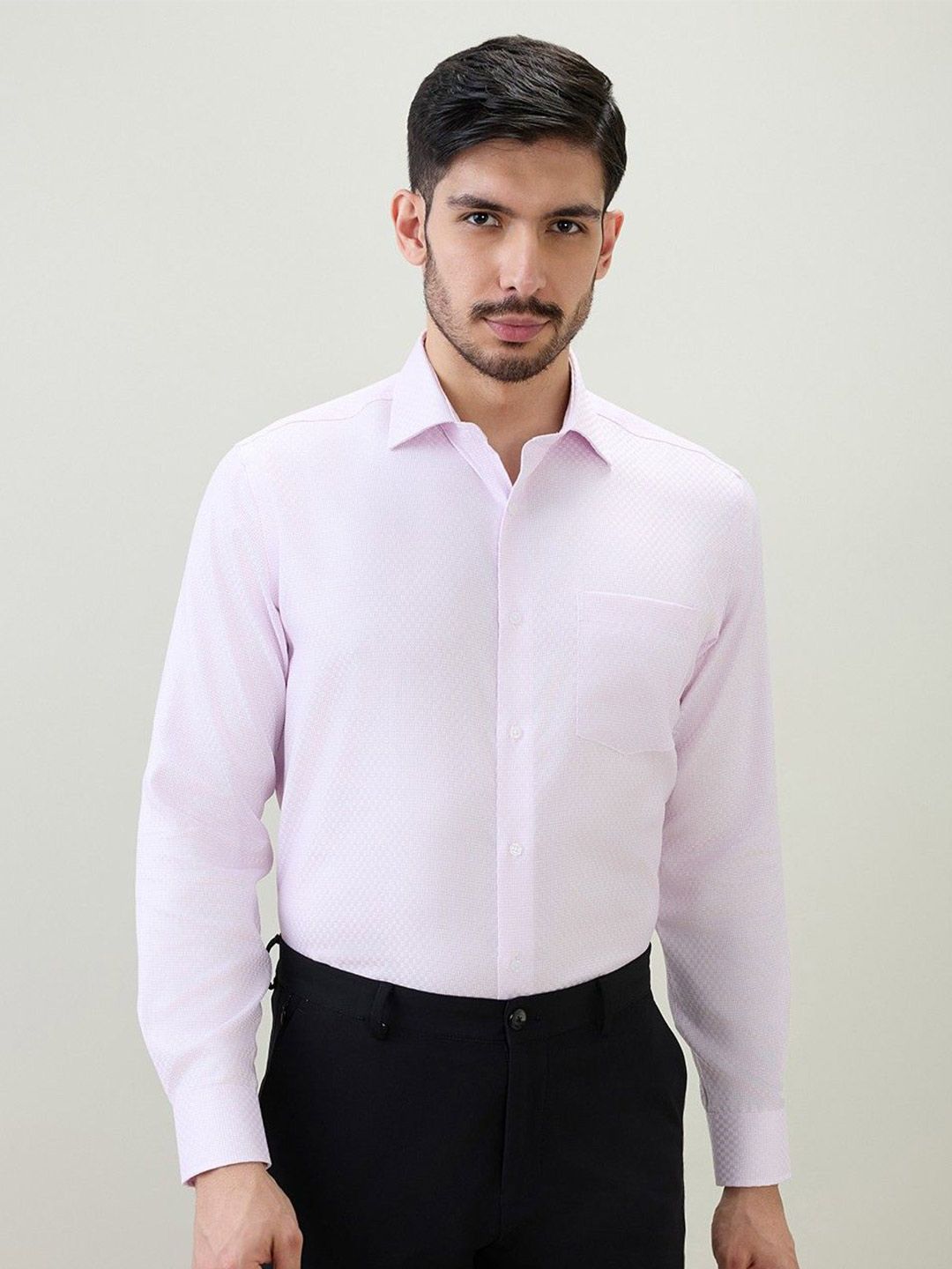 Park Avenue Regular Fit Self Design Long Sleeves Cotton Formal Shirt-picture-47