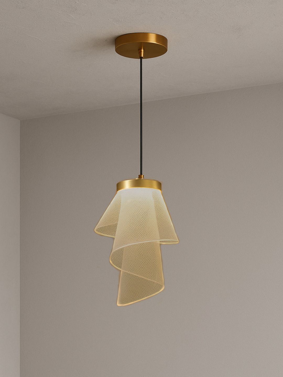 POWERLAM Gold-Toned Printed Abstract Shaped Ceiling Lamp-picture-16