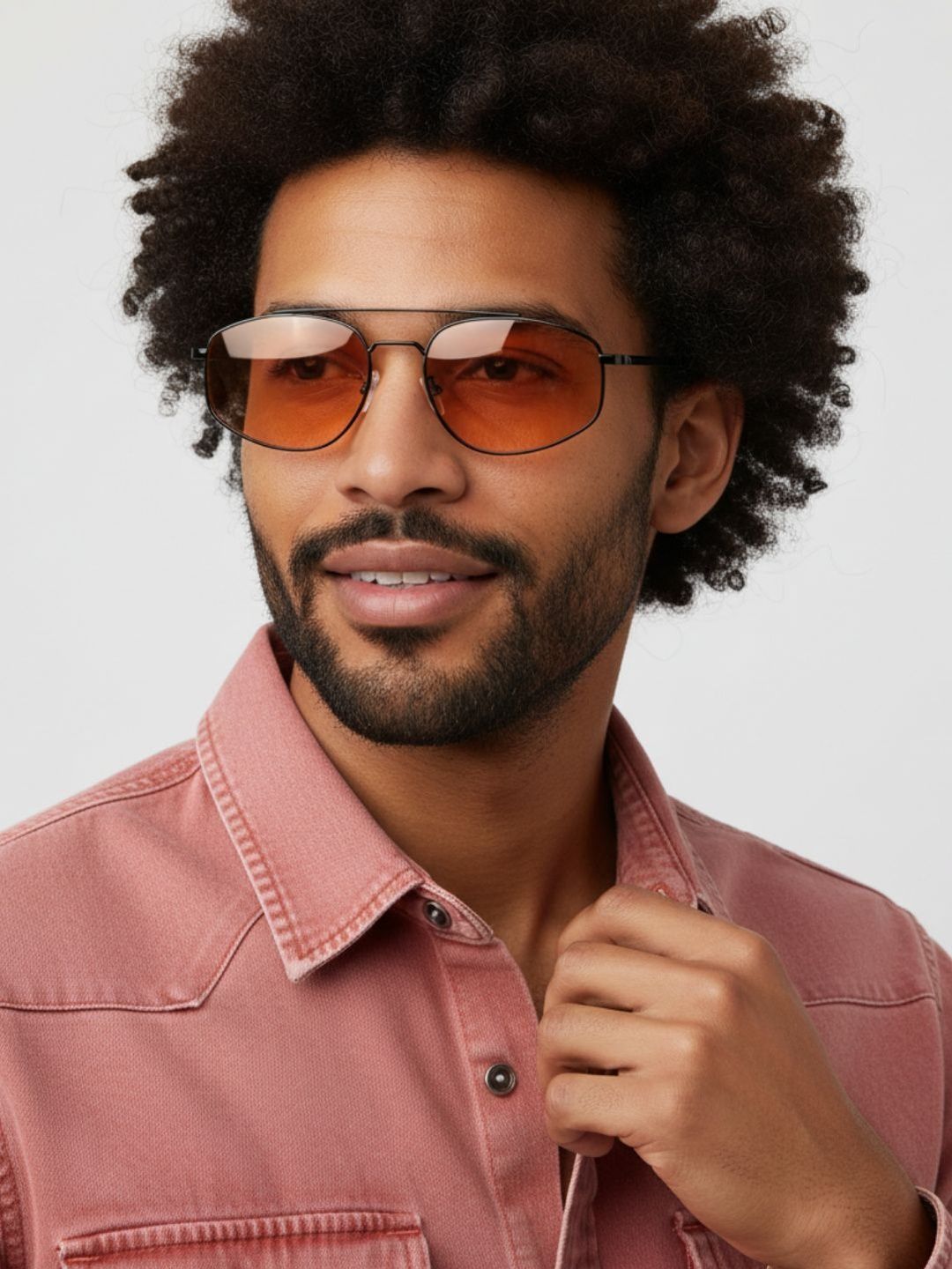 goglassic Unisex Orange Lens & Black Oval Sunglasses With UV Protected Lens-image-25