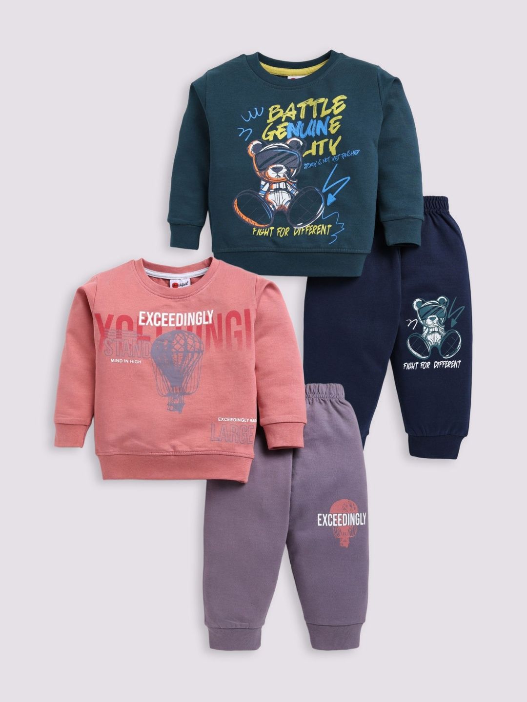 Mars Infiniti Pack of 2 Kids Printed Pure Cotton Round Neck Sweatshirt With Joggers-picture-15