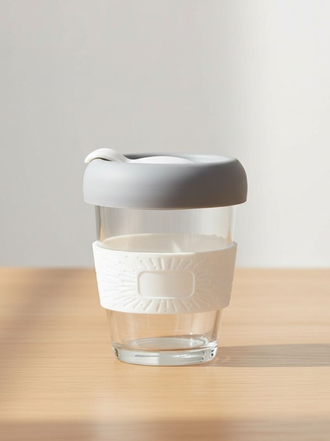 TASKHOUSE White & Grey Solid Glass Dishwasher Safe Glossy Cups-image-4