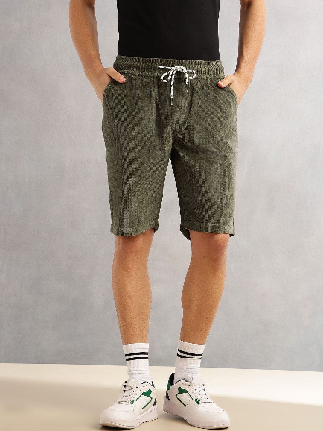 Thomas Scott Men Regular Fit Low-Rise Corduroy Cotton Shorts-picture-20