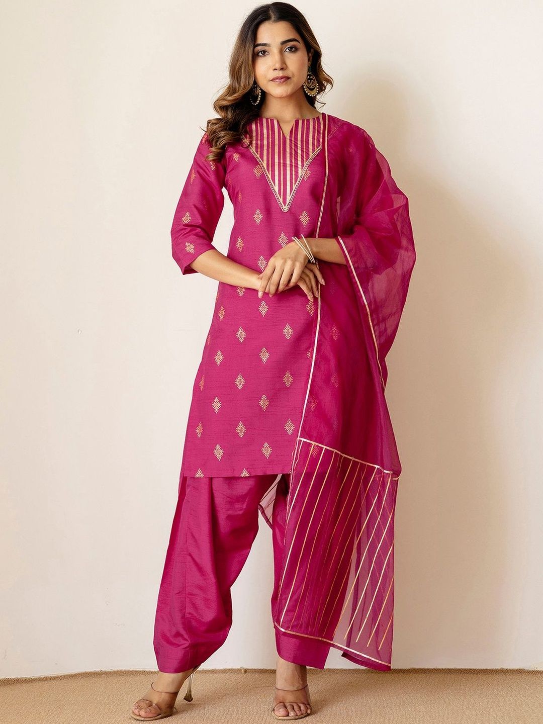 SKYLEE Women Ethnic Motifs Printed Regular Kurta with Patiala & With Dupatta-picture-13