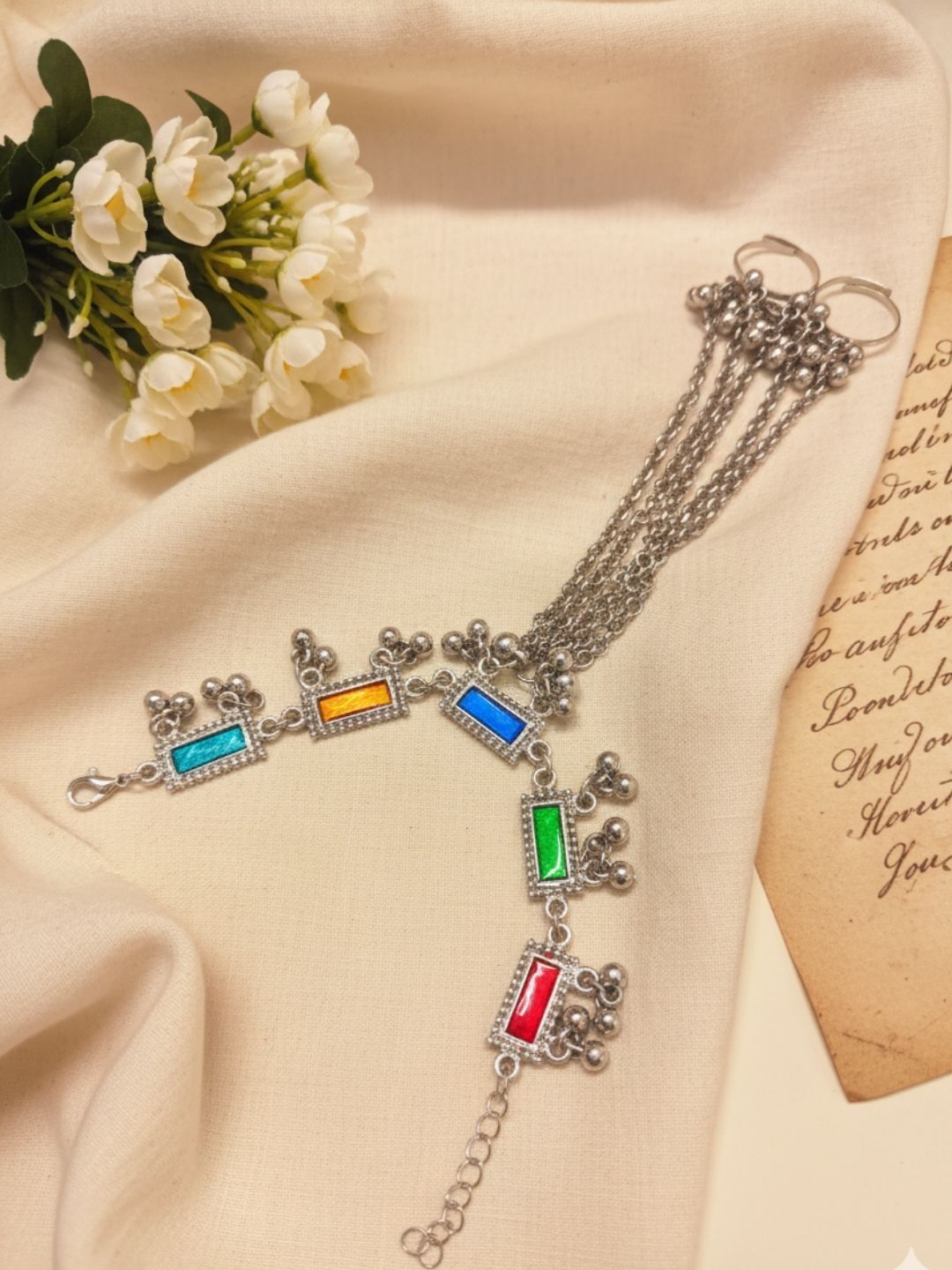 VIVAZS Silver-Plated Oxidised Wraparound Bracelet-picture-11