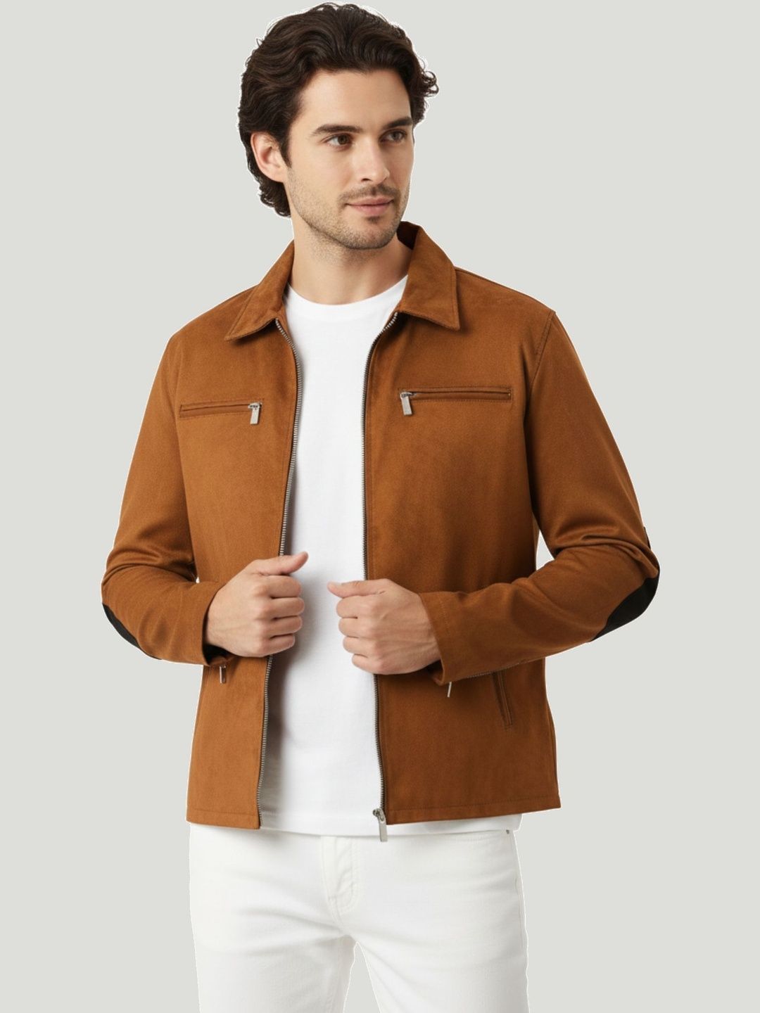 Leather Retail Men Suede Lightweight Biker Jacket-picture-18