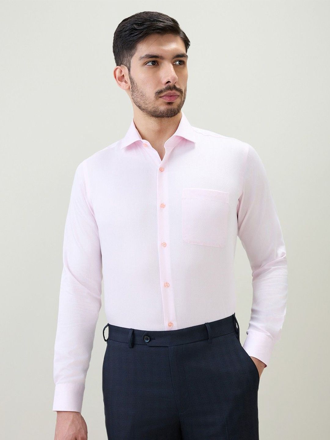 Raymond Men Contemporary Classic Fit Solid Cotton Formal Shirt-picture-41