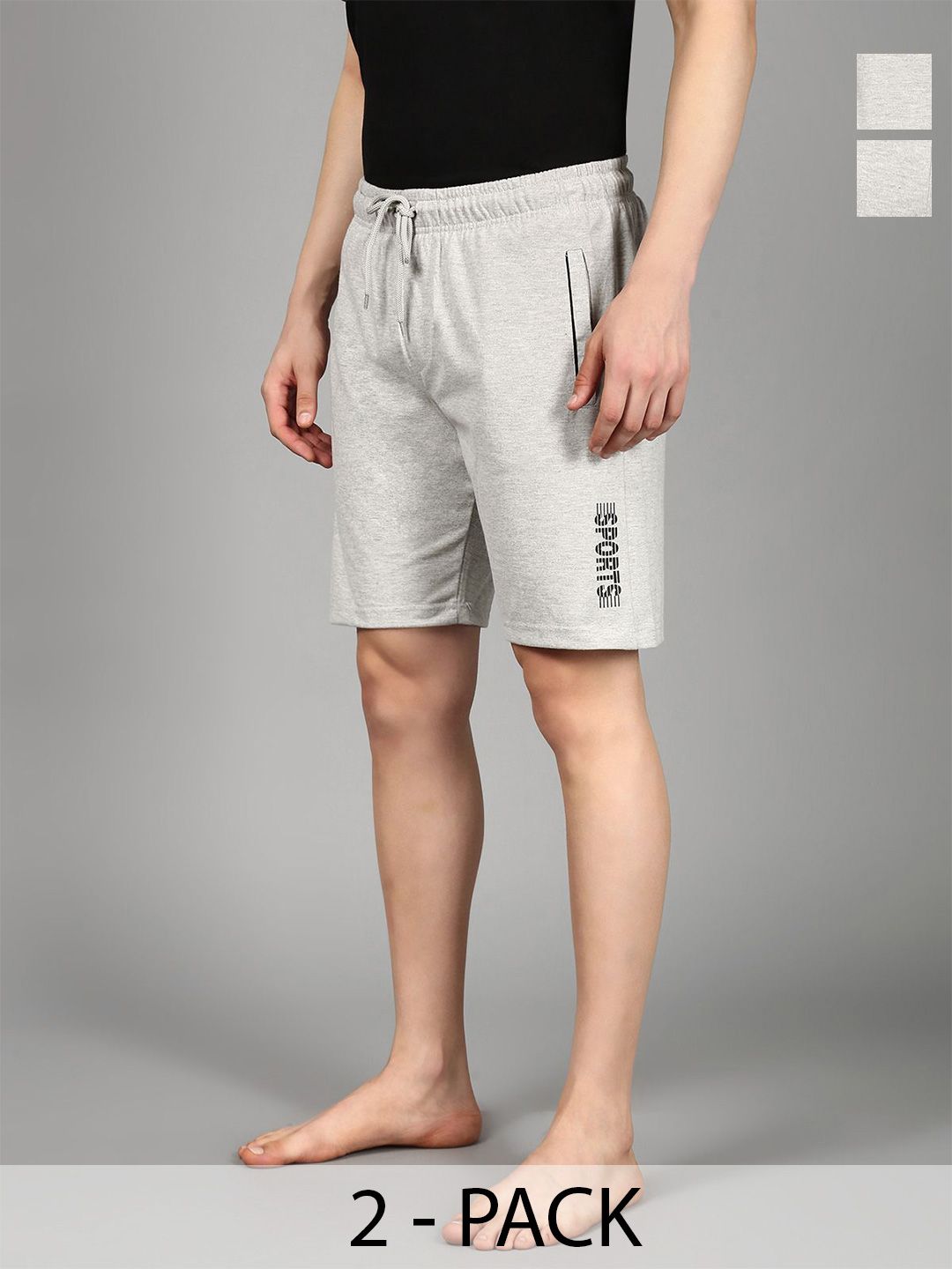 The Roadster Lifestyle Co. Men Pack Of 2 Mid-Rise Pure Cotton Lounge Shorts-picture-11