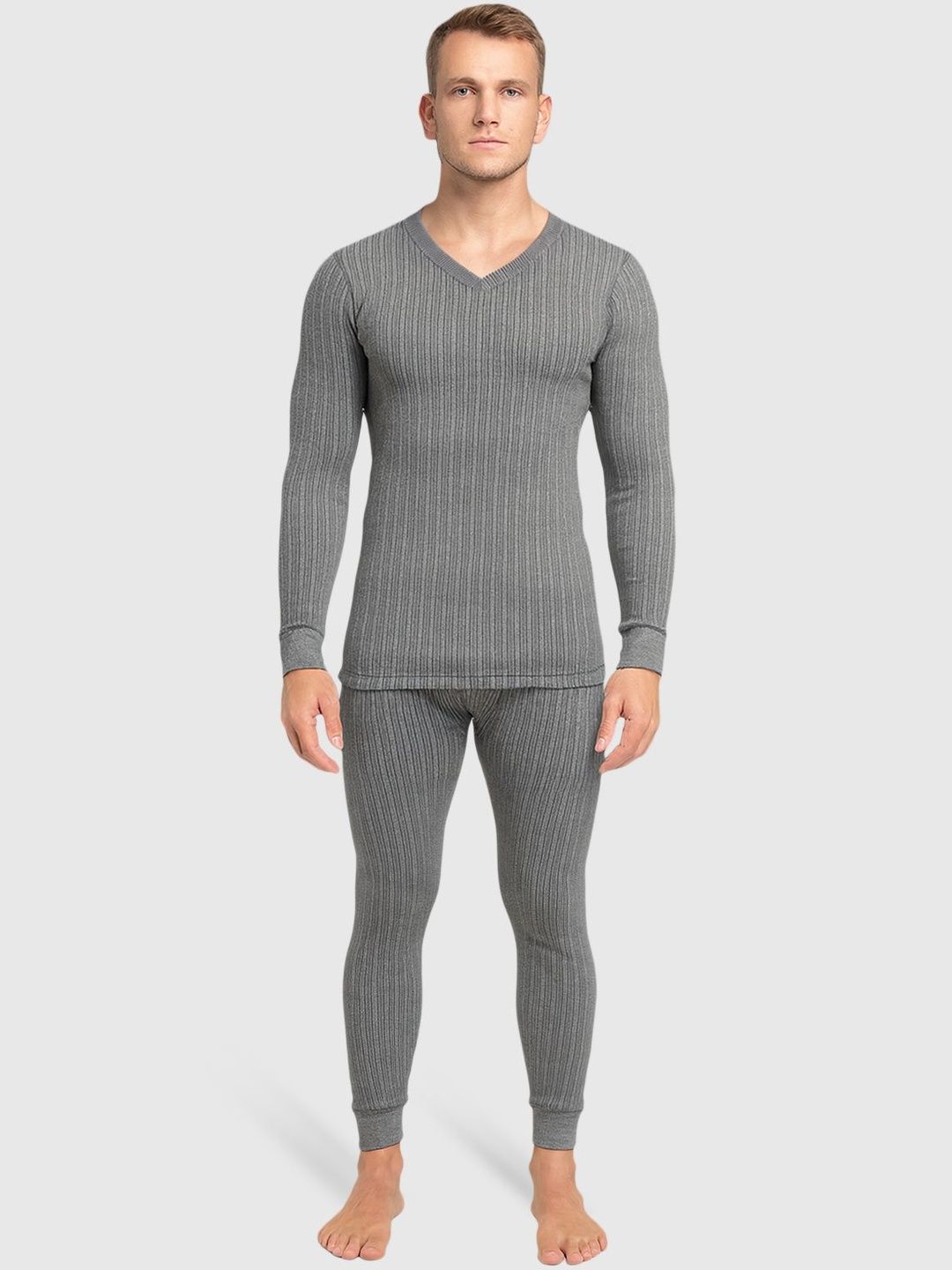 Lux Cozi Men V-Neck Ribbed Long Sleeves Thermal Set-picture-36