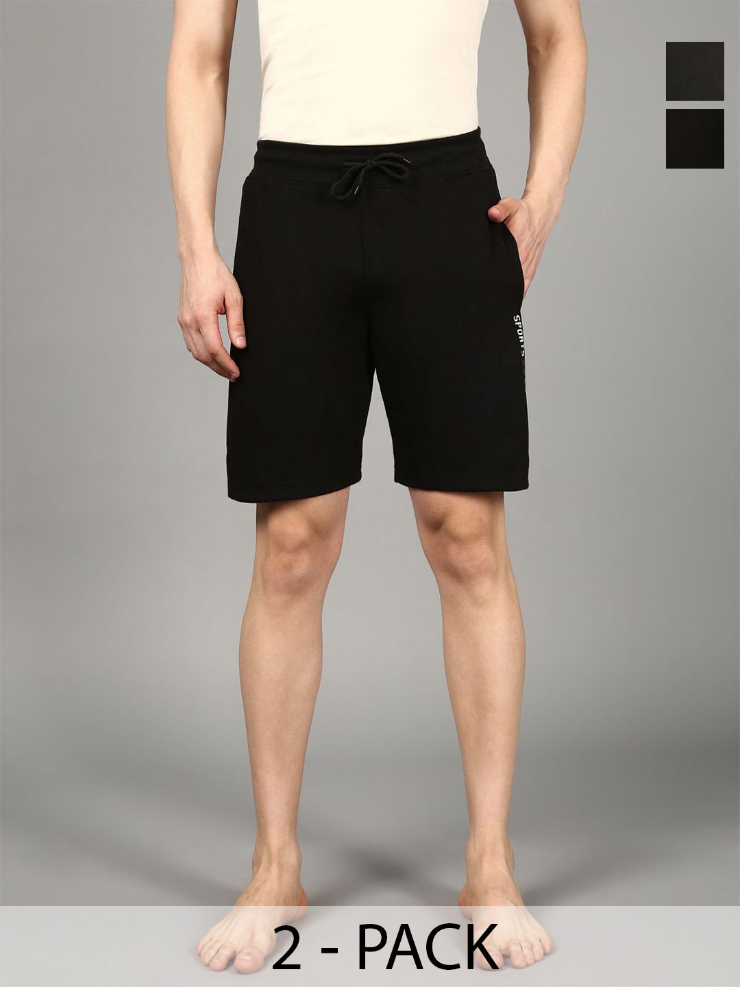 The Roadster Lifestyle Co Men Solid Pack Of 2 Mid-Rise Lounge Shorts-picture-51