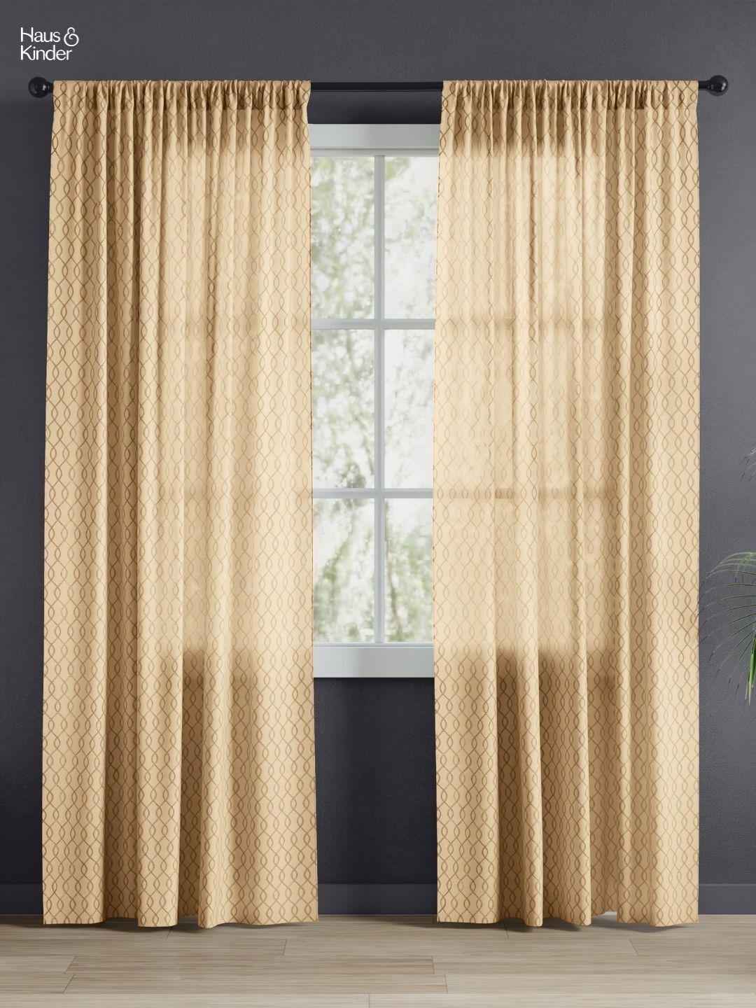 haus & kinder Signature Sandstone Weave Gold-Toned Pack of 2 Jacquard Sheer Door Curtains-picture-18