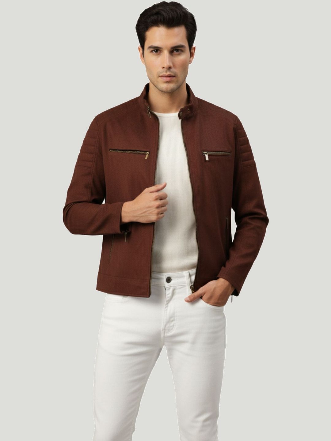 Leather Retail Men Suede Lightweight Biker Jacket-picture-10