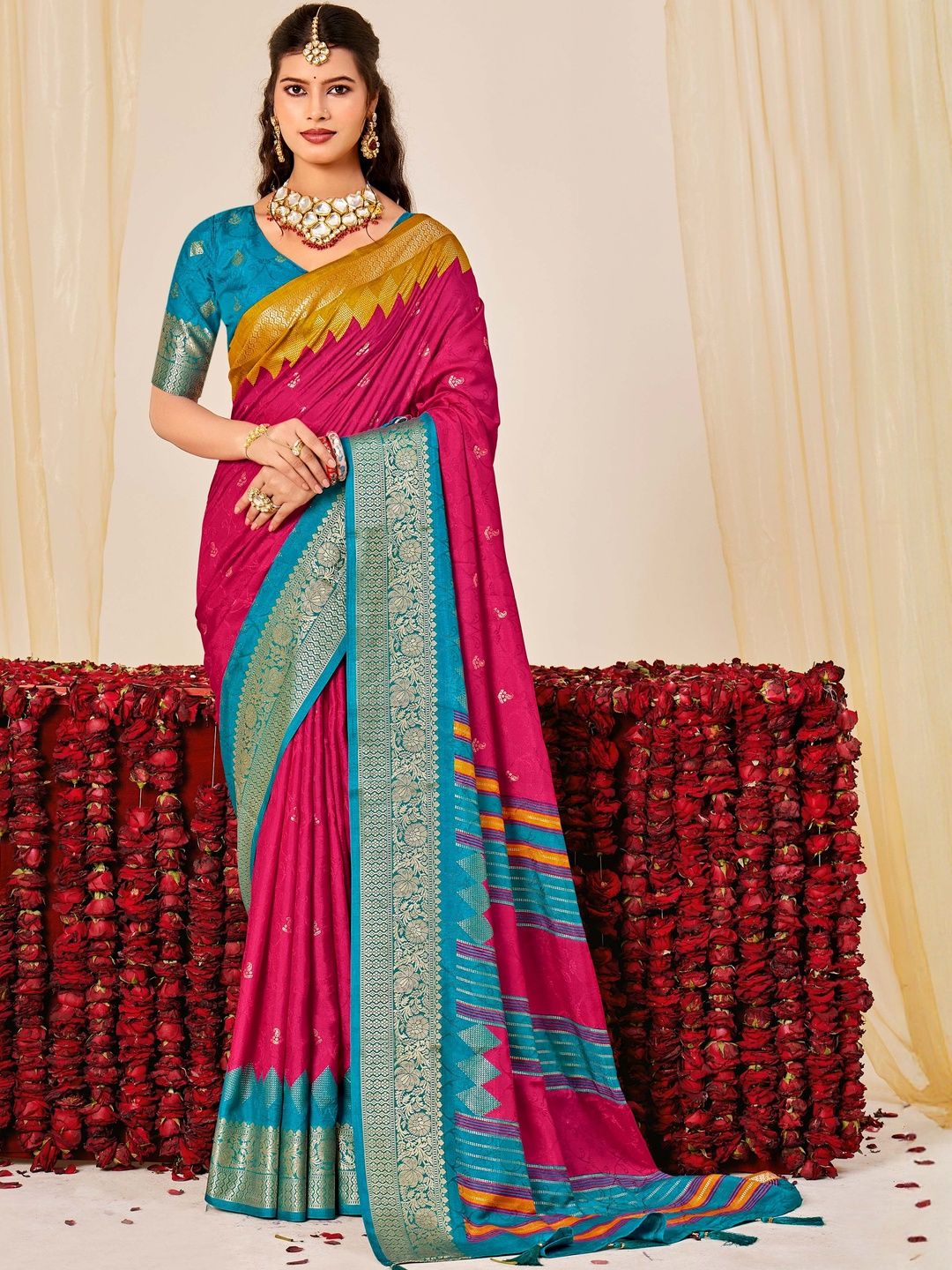 TIRA Woven Design Zari Silk Blend Handloom Fashion Saree-picture-0