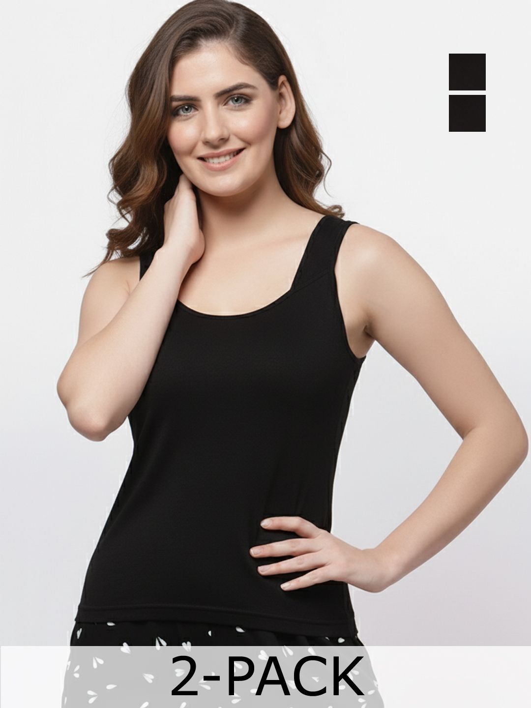 Floret Women Pack Of 2 Pure Cotton Shoulder Straps Sleeveless Camisoles-picture-32