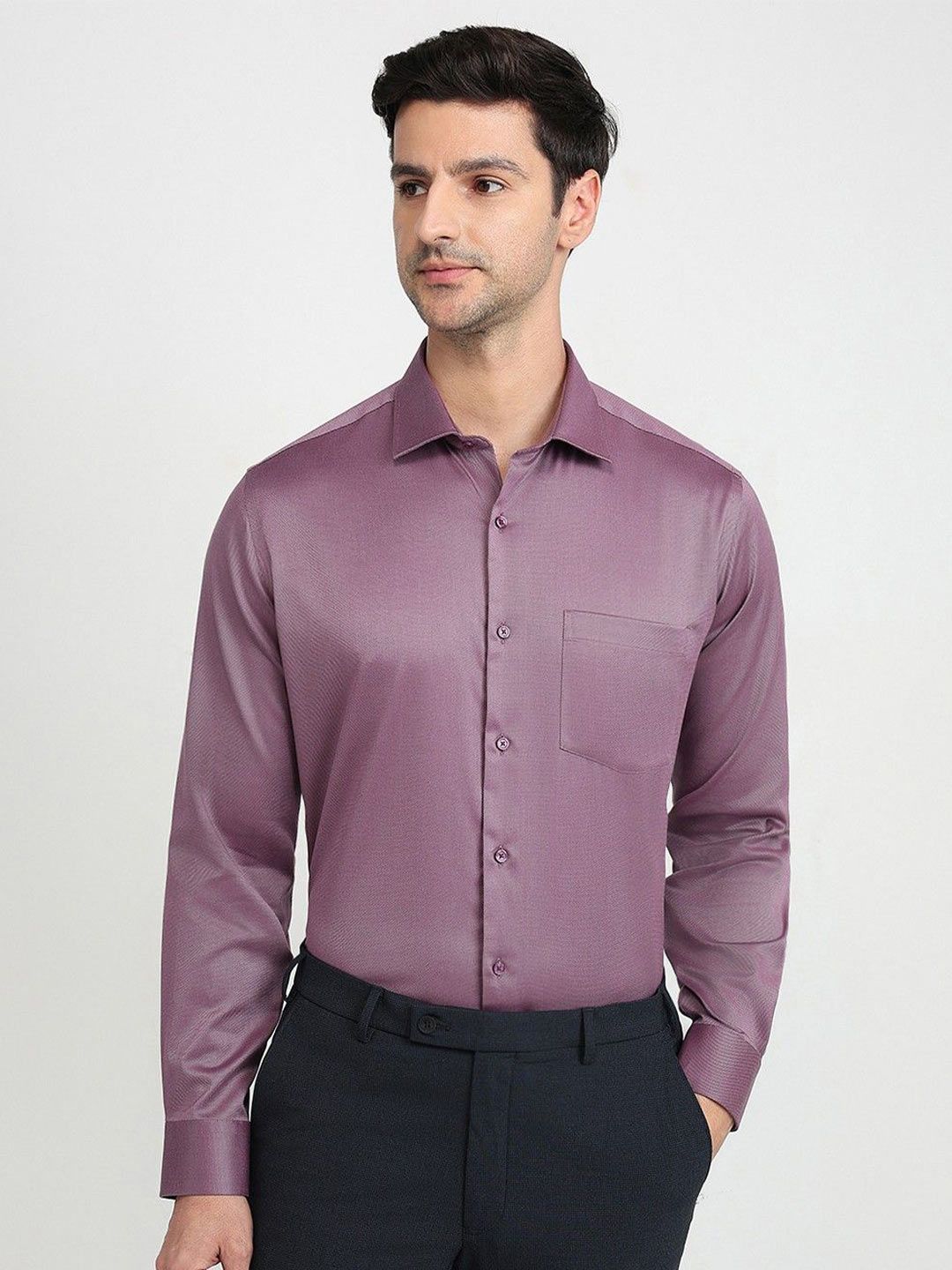 Park Avenue Regular Fit Self Design Long Sleeves Cotton Formal Shirt-image-32