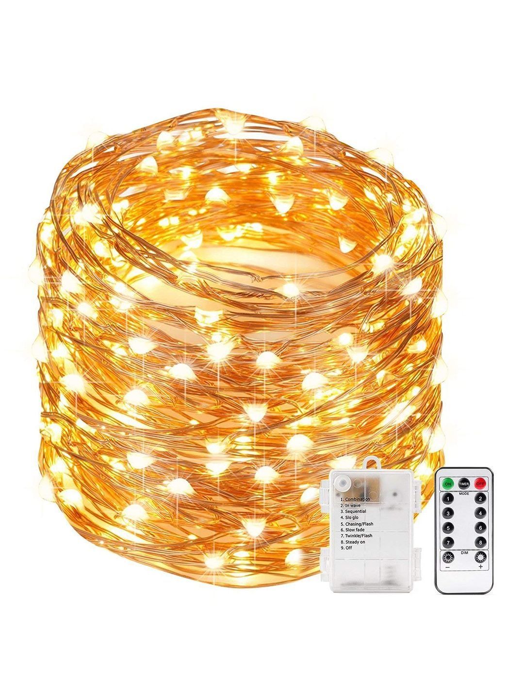 TIED RIBBONS Warm-White 20-LED Fairy String Lights With Remote Control & Battery Operated-image-48